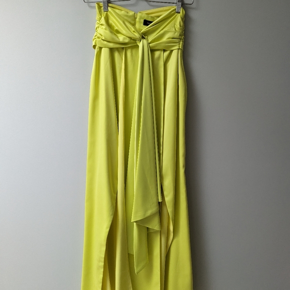 Peace + Love Lime Satin Split Leg Maxi Skirt size UK 8 /small - Picture 4 of 7